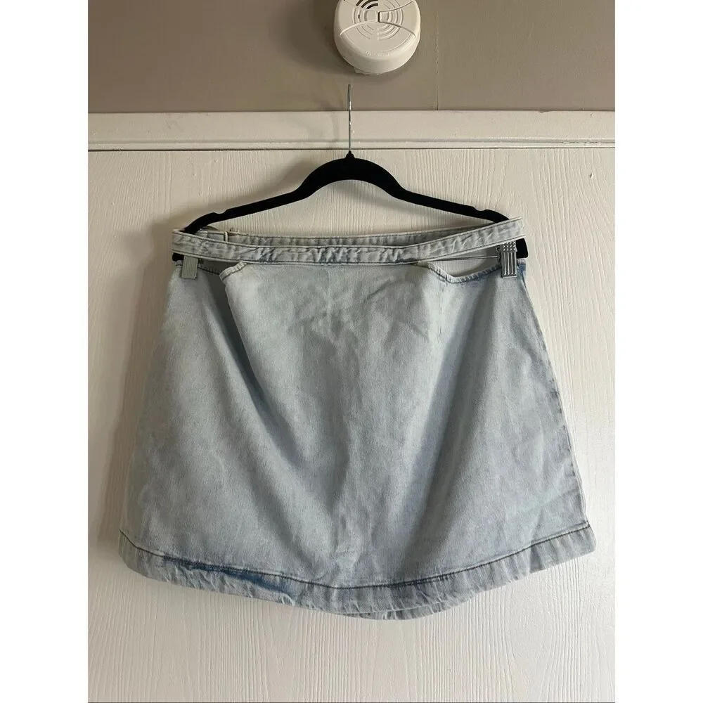 WeWoreWhat Side Cutout Denim Skirt Indigo Comfort in Super Light XL NWT